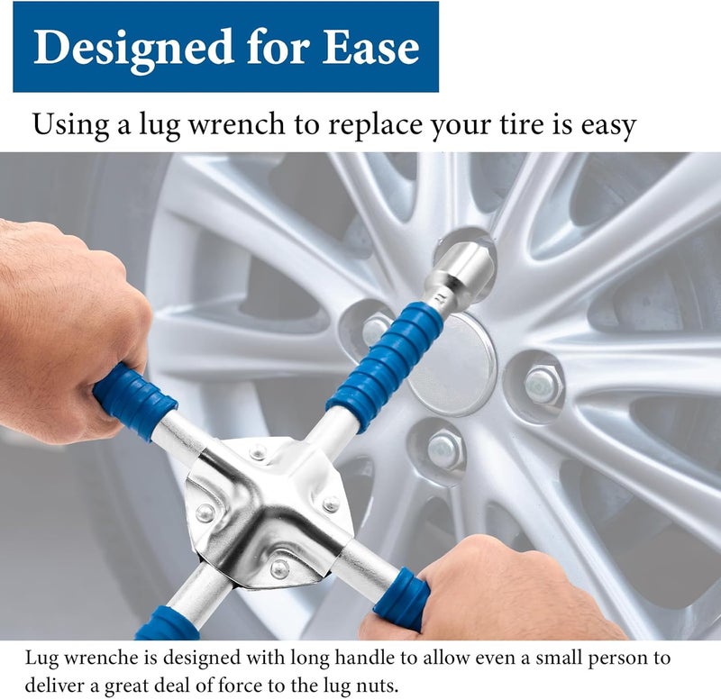 ETERNA Professional 14" Four Way Lug Wrench, Car Wheel Lug Nut Cross Wrench, Universal Heavy Duty Socket Spanner,Carbon Steel Car Tire Repair Tool - Image 2